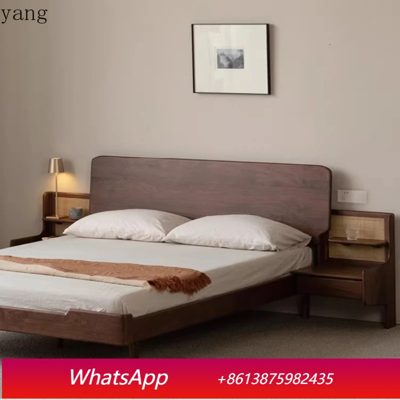 LMM all solid wood bed wabi sandy wind upgraded row skeleton double bed