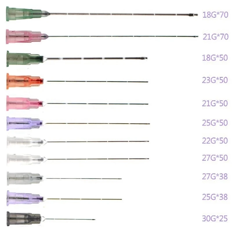 كوريا الصانع توريد 100/10 قطعة المتاح 14G 90 مللي متر 22G 25G 27G 30G مايكرو قنية حادة طرف إبرة للحشو الجلد