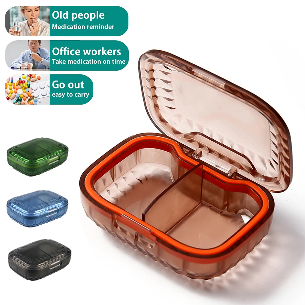 

1 шт. небольшой футляр для таблеток, 2 отделения, органайзер для дорожных таблеток для кошелька, контейнер для ежедневных лекарств для таблеток AM PM, витаминов