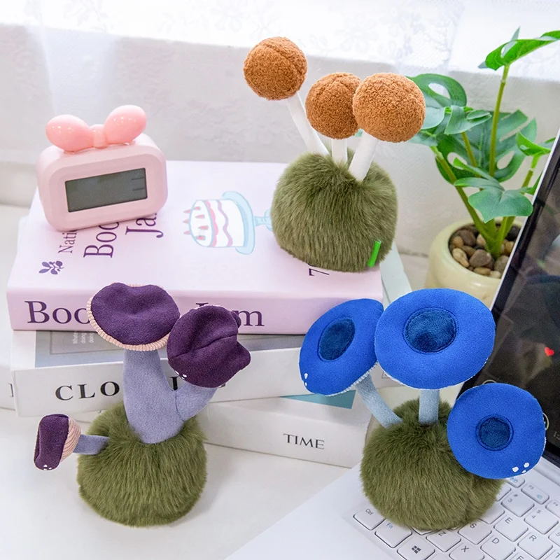 14CM クリエイティブな野生のキノコのぬいぐるみ、リアルなラッカリア・アメジスティナ ‌   マイセナ・インターラプタ、フラムリナ・ベロティペス、ディクティオフォラ植物