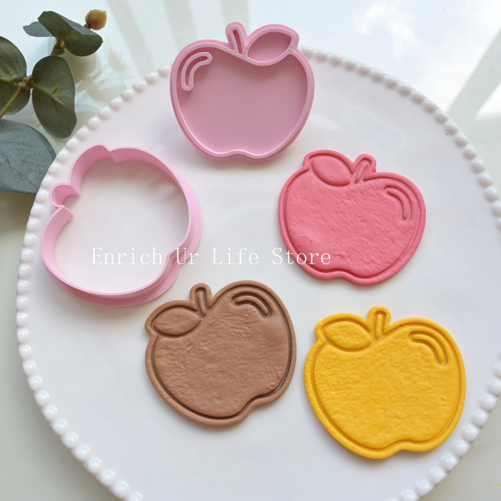 Cute Fruits Cookie Cutters Apple Shape Biscuit Mold Christmas Apple Hand Pressure Cookie Molds Bakeware DIY Baking Tools