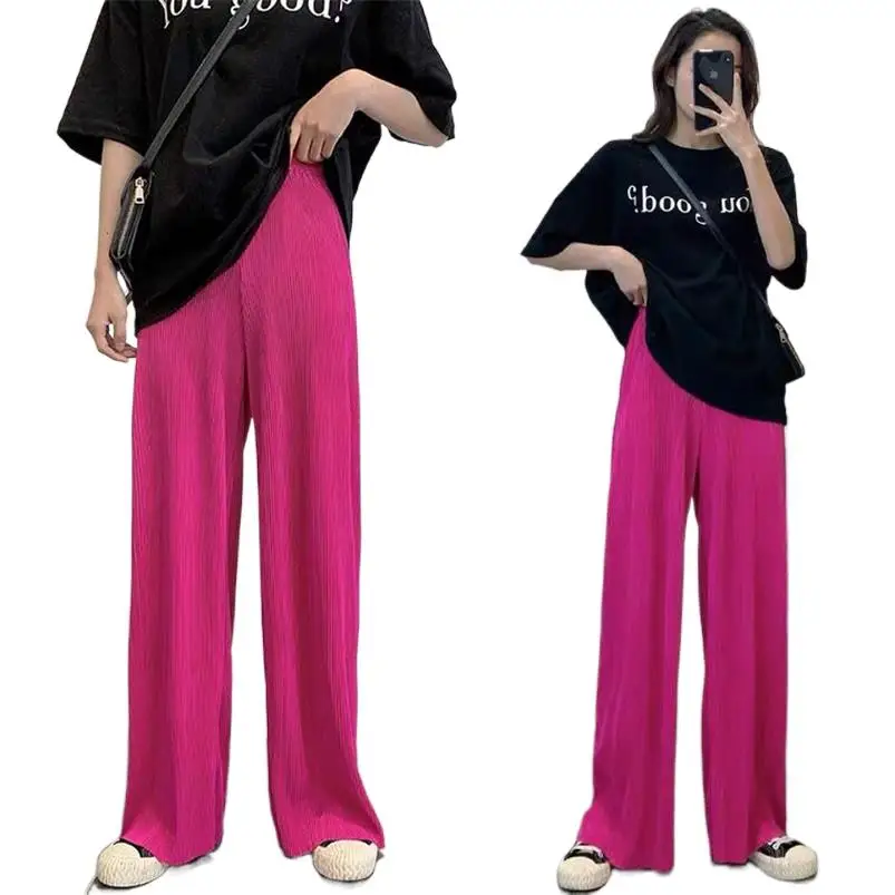 

Korean Style Women Solid Vintage Trousers Wide Leg Pants High Waist Casual Loose Straight Long Pants 8 Color Roupas Femininas