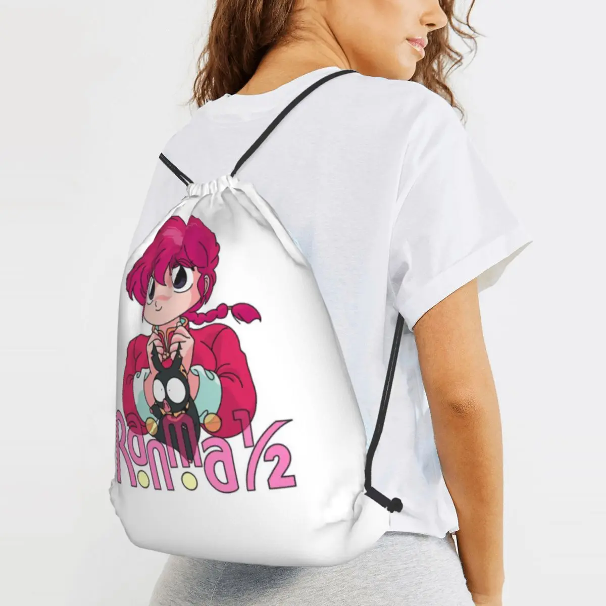 

Ranma 1/2 Saotome Pig Girls P Chan Backpacks Fashion Drawstring Bundle Pocket Shoes Bag Book Bags for Travel Students