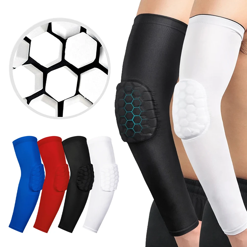 1/2PCS Basketball Elbow Brace Support, Honeycomb Foam Elbow Protector Sleeve for Men Women, Elastic Arm Warmer for Volleyball
