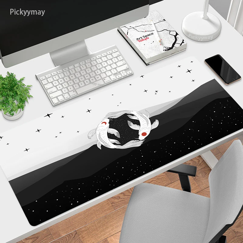 

Japan Fish Art Mousepad Gaming Accessories Large Mouse Pad Gamer Desk Mat Koi Table Carpet Xxl Black Mouse Mat 900x400 Office