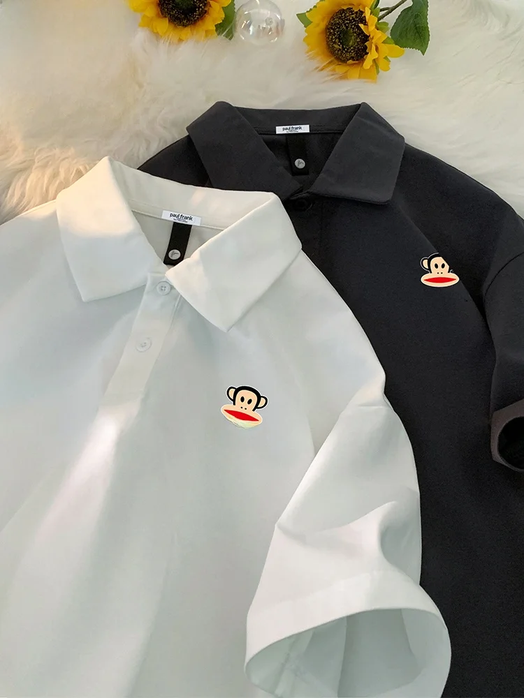 

Футболка Paul Frank Heavyweight с коротким рукавом, летняя, новая, в стиле ретро, модная, с воротником, базовая, молодежная, повседневная, из хлопка и полиэстера.