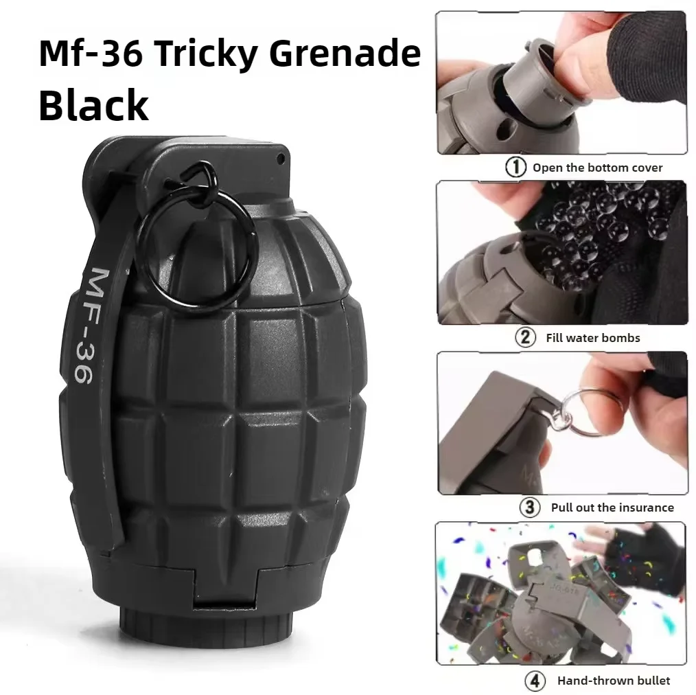 

2PCS MF-36 Hand Grenades Plastic Toy Reusable Spring Powered Impact Grenades Model for Airsoft Paintball CS Game Role Play Prop