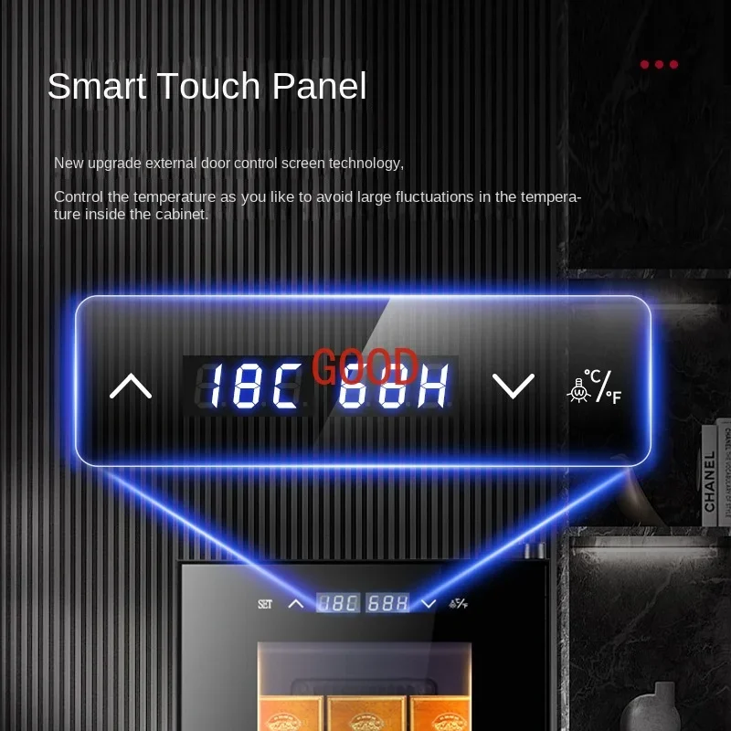 23L Electronic Constant Temperature and Humidity Cigar Cabinet Counts Temperature Humidity Adjustable Mini Cigar Humidor Cabinet