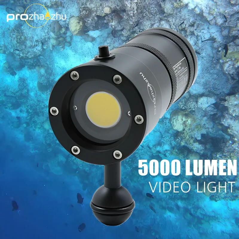 COB Diving Video Light 5000 Lumen IP68 150M Waterproof Photo Film Aluminum Alloy Rechargeable Wide Angle Dive Lamp