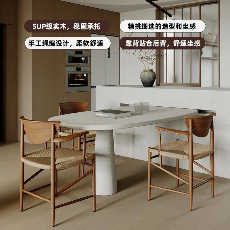 كرسي الطعام الجوز خشب متين حبل كرسي الحد الأدنى المنزلية كتاب طاولة شاي ضوء فاخر مسند الذراع مسند الظهر مقعد شاي