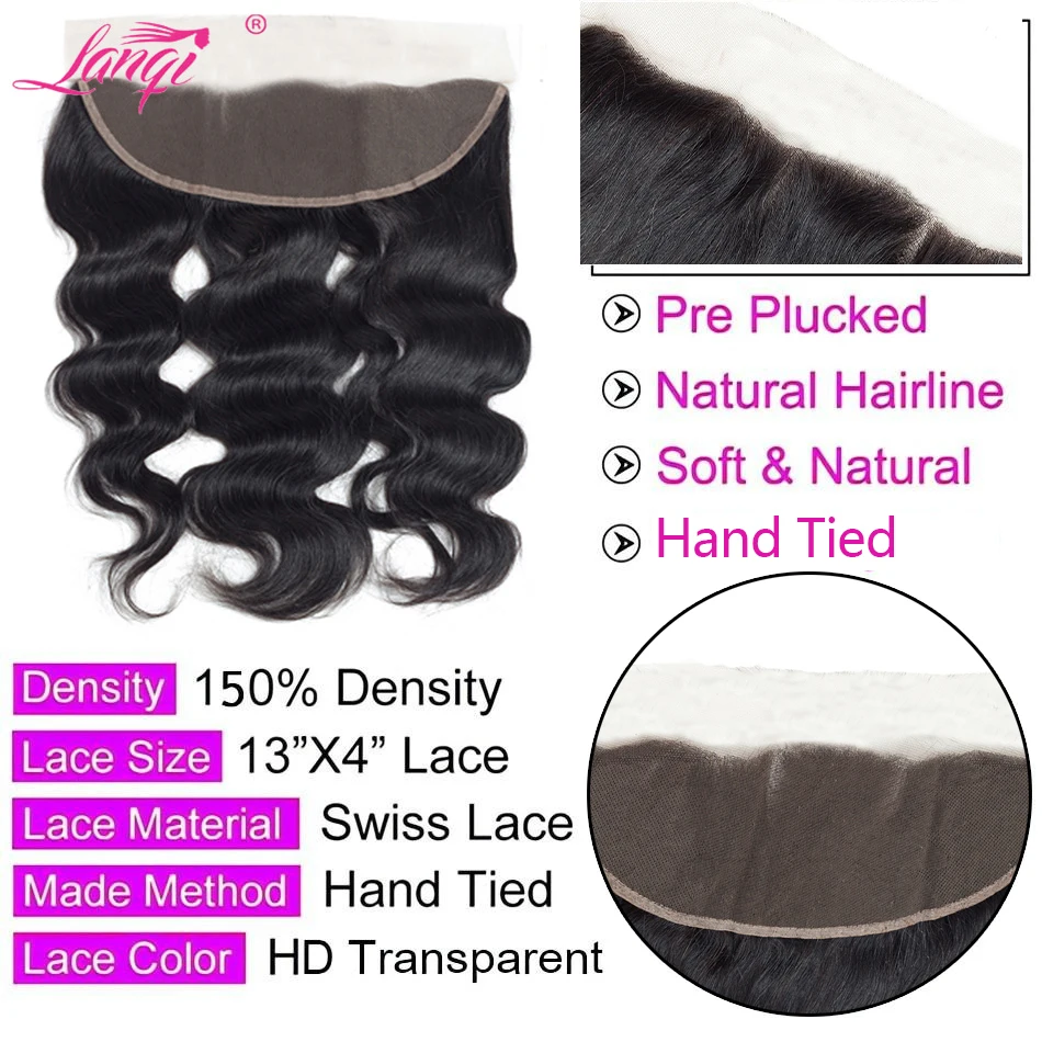 Perruque Lace Closure Body Wave 100% Naturelle, Cheveux Humains, 4x4, 8-20 Pouces, Transparent, Document Naturel