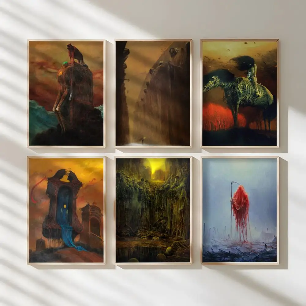 New Z-Zdzislaw Beksinski Art Poster Waterproof Canvas Art Wrinkle Free Wall Hanging For Home Living Room Bedroom Decor