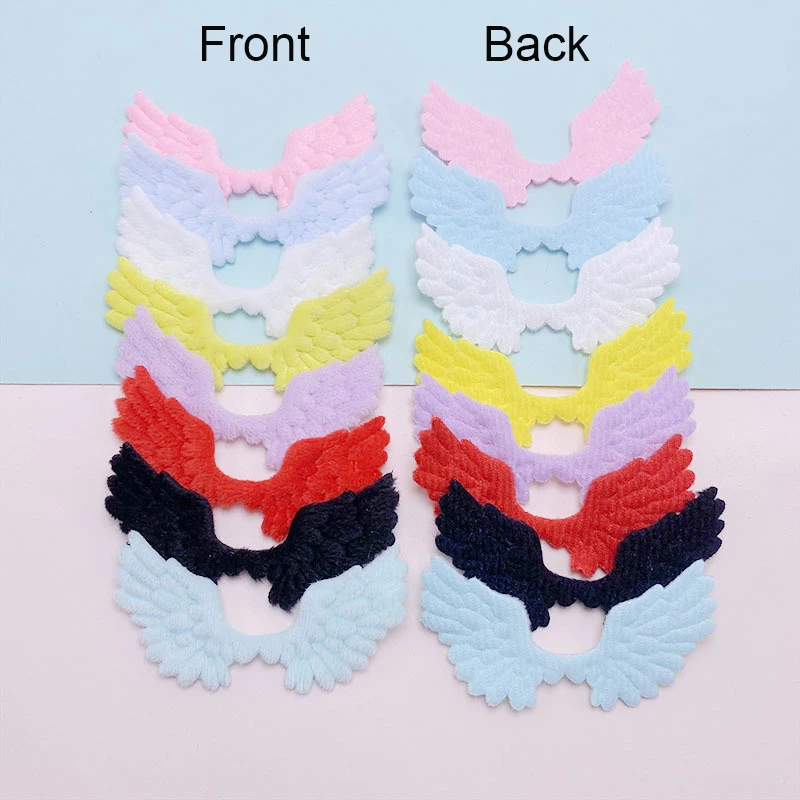 48Pcs 6.8x3.5CM Padded Felt Embossed Angel Wing  Appliques For Children Hat Sewing DIY Hair Clip Accessories Cloth Patches