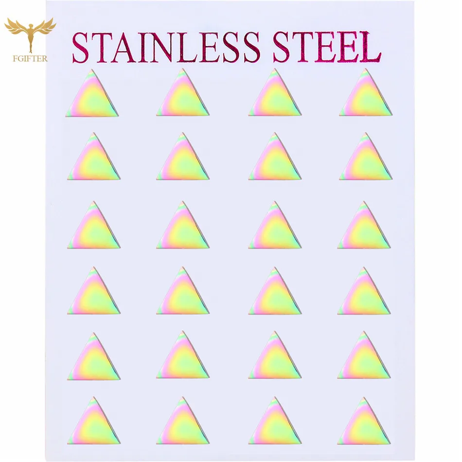 12 Pairs Lot Colorful Geometric Triangle Earrings Set Stainless Steel Earrings For Women Men Fashion Jewelry Classic Ear Studs