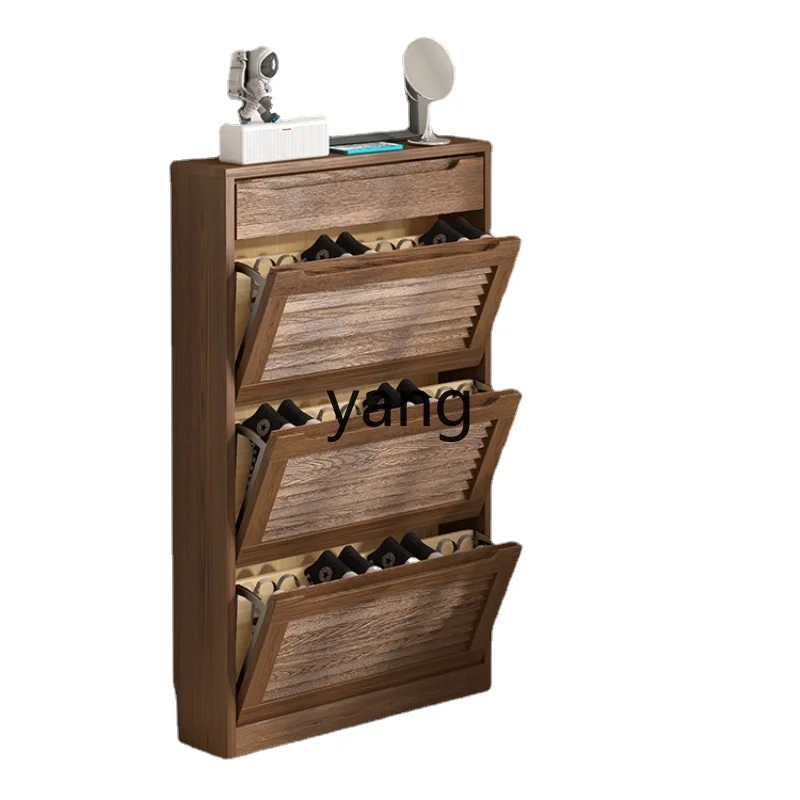 

Yhl Tilting Shoe Cabinet Small Apartment Log Style Entrance Storage Locker Entrance Cabinet