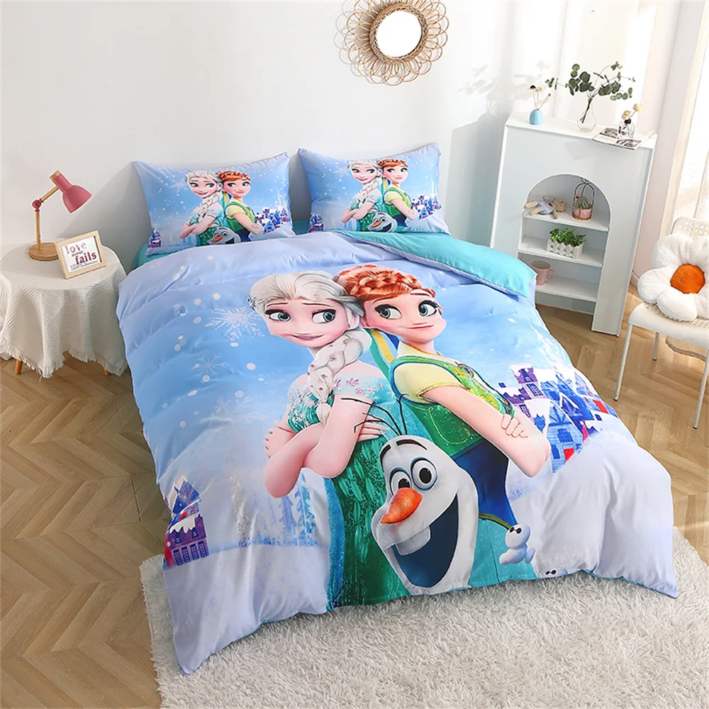 Set biancheria da letto Disney Frozen Elsa Princess Set copripiumino federa singola Twin Size per bambini neonate regali di compleanno