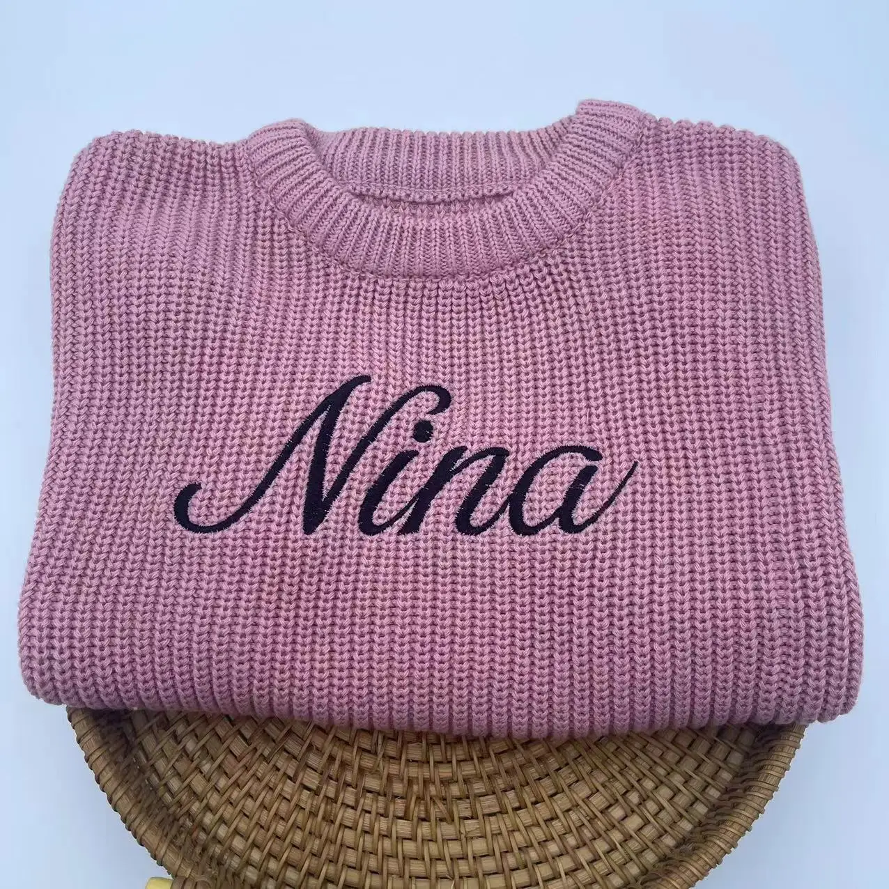 Personalized Embroidered Baby and Toddler Sweater, Oversized Chunky Kids Sweater, Baby Name Announcement, Baby Shower Gift