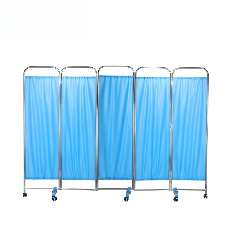 

5 Fold Blue Stainless Steel Hospital Screen 250x180cm CE ISO Certified 1 Year Warranty YZY-208-1C for Aesthetic Medicine