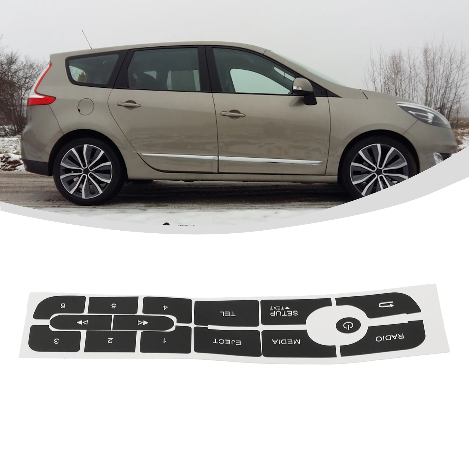 For Renault Car CD Radio Audio Button Repair Decals Sticker For Renault Megane FOR Master FOR Scenic 3 150X50MM For LHD CAR