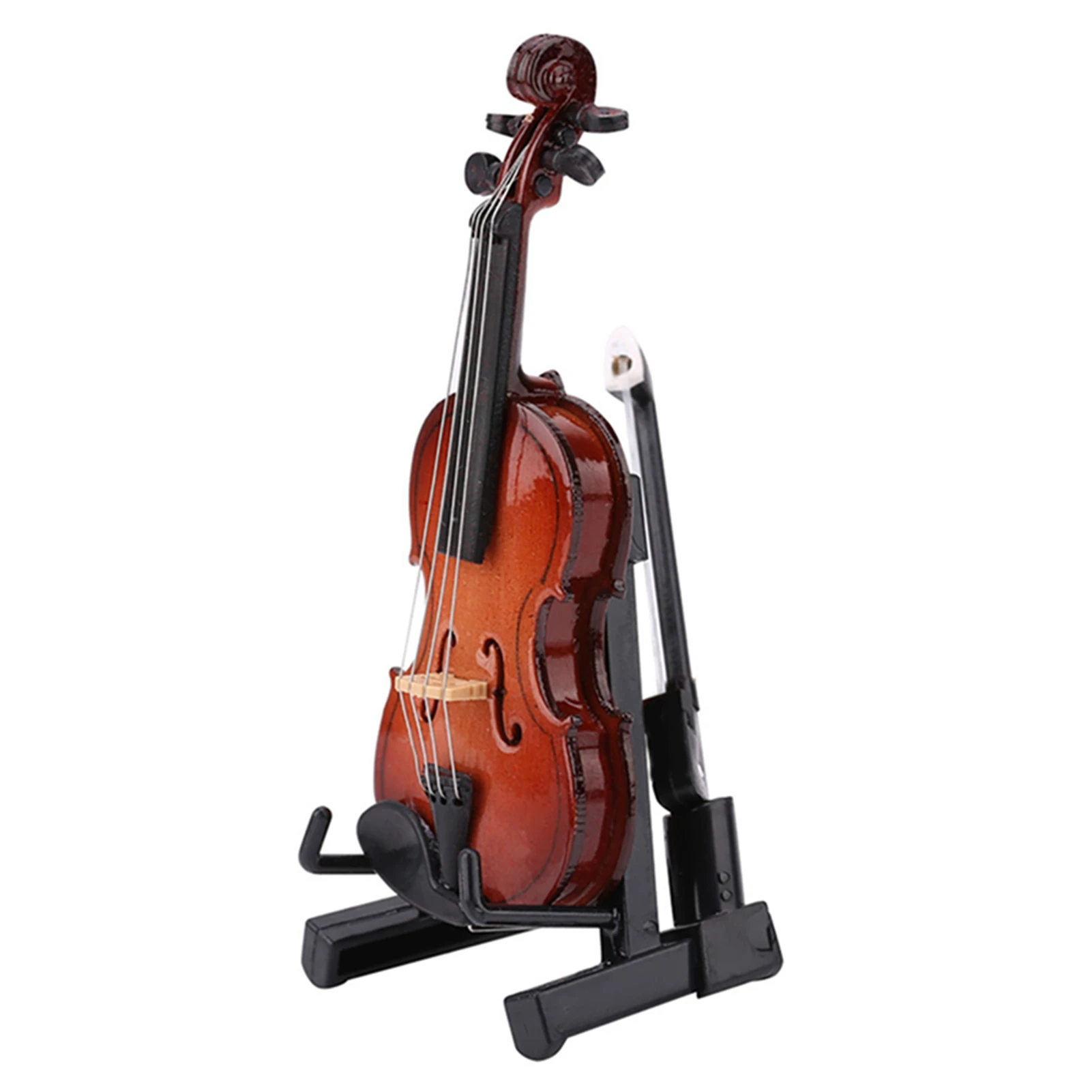 8cm Miniature Wooden Violin Model with Stand Case Mini Musical Instrument Decor Gift for Graduation Ceremony Birthday