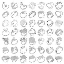 1/5pcs Open Adjustable Stainless Steel Marine Organism Ring Shell Starfish Ocean Jewelry Flower Heart Rings For Women Men Anillo