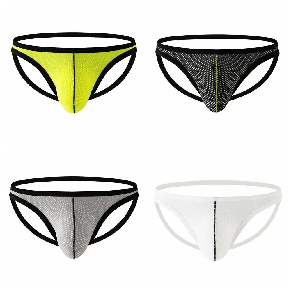 Patchwork Thin Belt Thong Briefs T-back Lingerie Pouch Briefs Low Waist Men's Underwear Swim Bikini 5