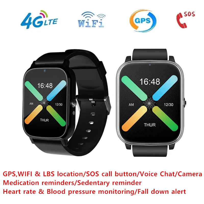 

4G Elderly Smart Watch with Heart Rate Blood Press Fitness Tracker IP67 Waterproof SOS Call Remote Smartwatch for Parents