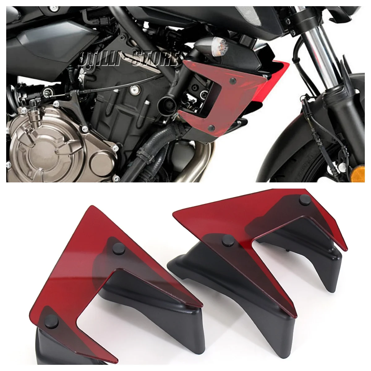 OTILLI Moto Winglet Kit Ala Aerodinamica Spoiler Laterale Per YAMAHA MT07 2018-2020 ABS Deflettori del Vento Carenatura Accessori