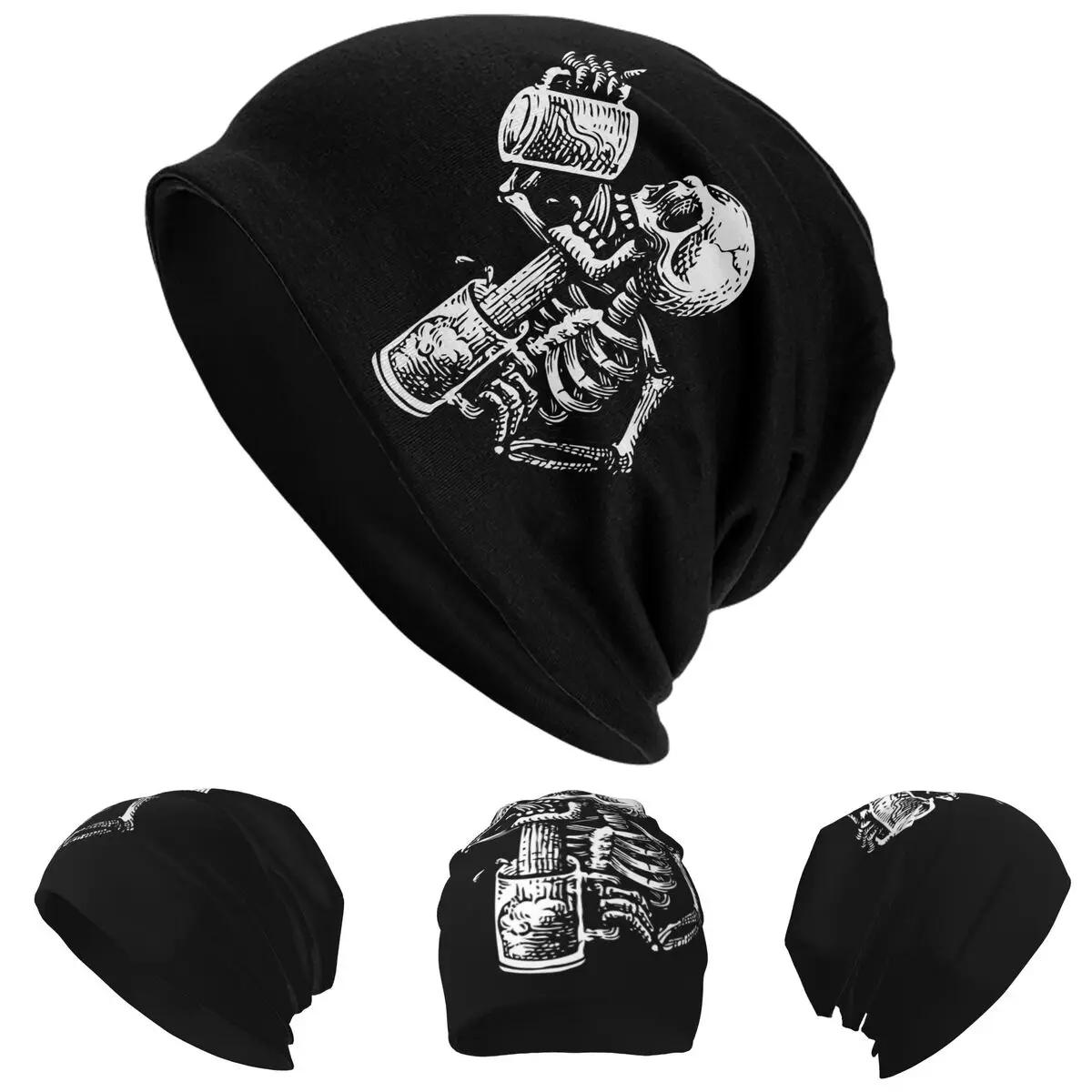 

Drunk Skull Skullies Beanies Hats Warm Autumn Winter Outdoor Cap Knitted Bonnet Caps for Men Women Adult