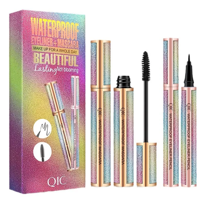 Zestaw Starry Sky 2 szt. Tusz do rzęs 4D i płynny eyeliner, wodoodporny, odporny na pot, nie rozmazuje się, długotrwały, szybkoschnący, prezent do makijażu