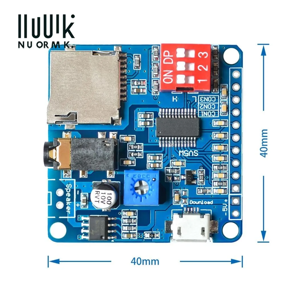 Voice Sound Playback Module Arduino MP3 Player UART I/O Trigger Class D Amplifier Board 5W 8M Storage DY-SV5W SD/TF Card