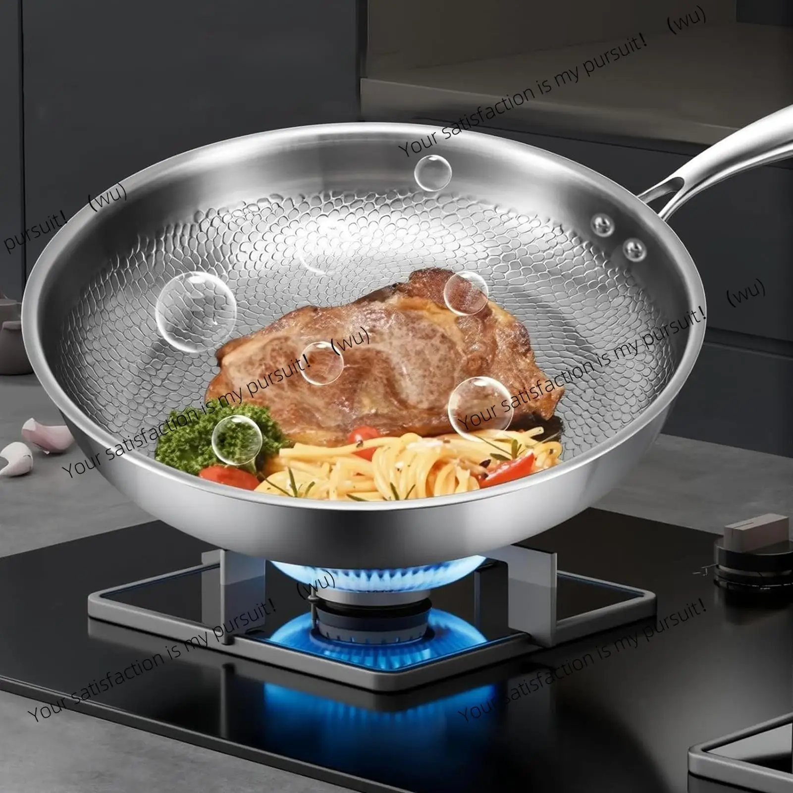 Frying Pan Scratch-Resistant Non Stick Cookware Titanium Hammered Induction Pan for Stove Cooking Omelette Breakfast Eggs Fish