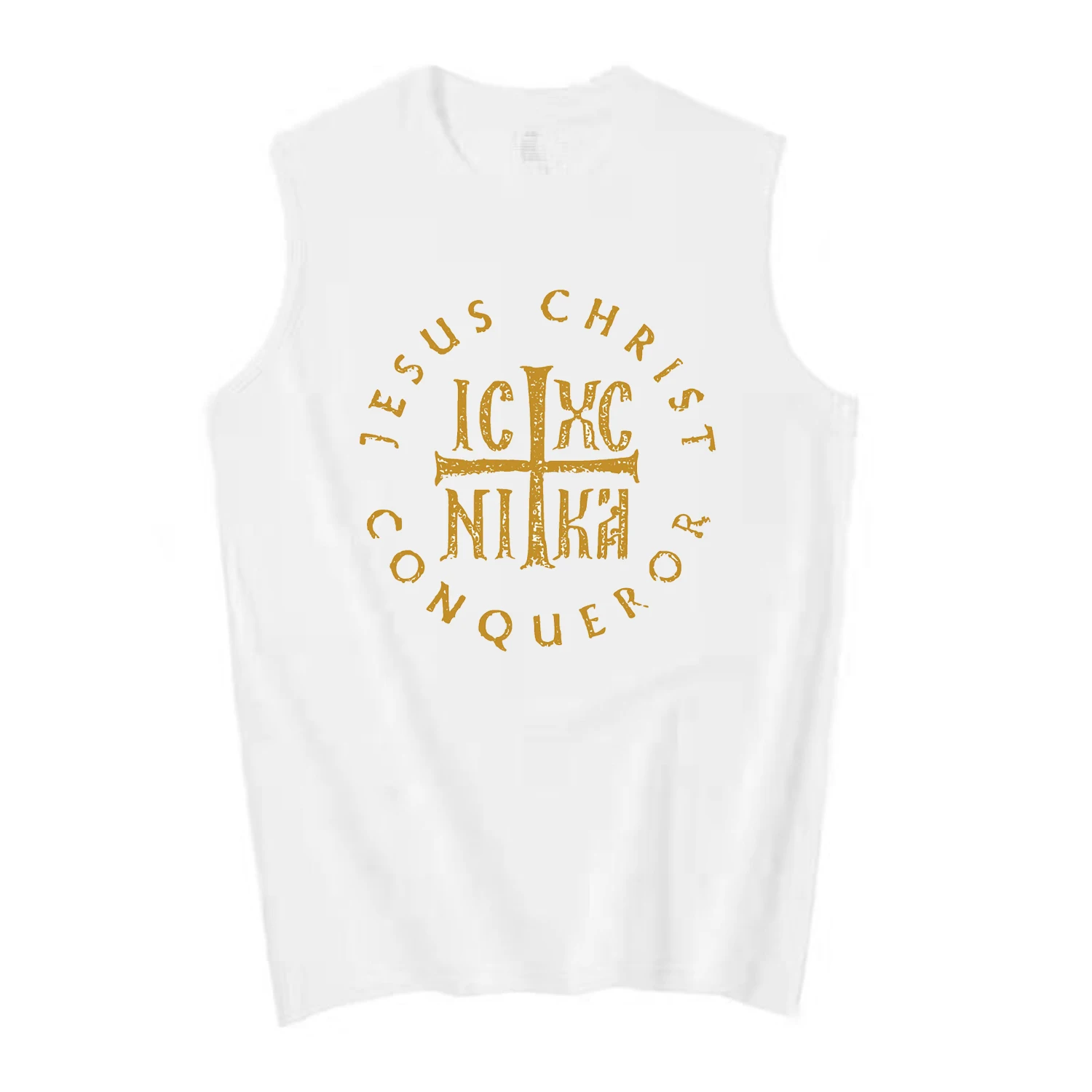 Jesus Christ Conqueror IC XC NIKA Cross Orthodox Christian Vests New 100% Cotton O-Neck Tank Tops Casual Mens Sleeveless T-shirt