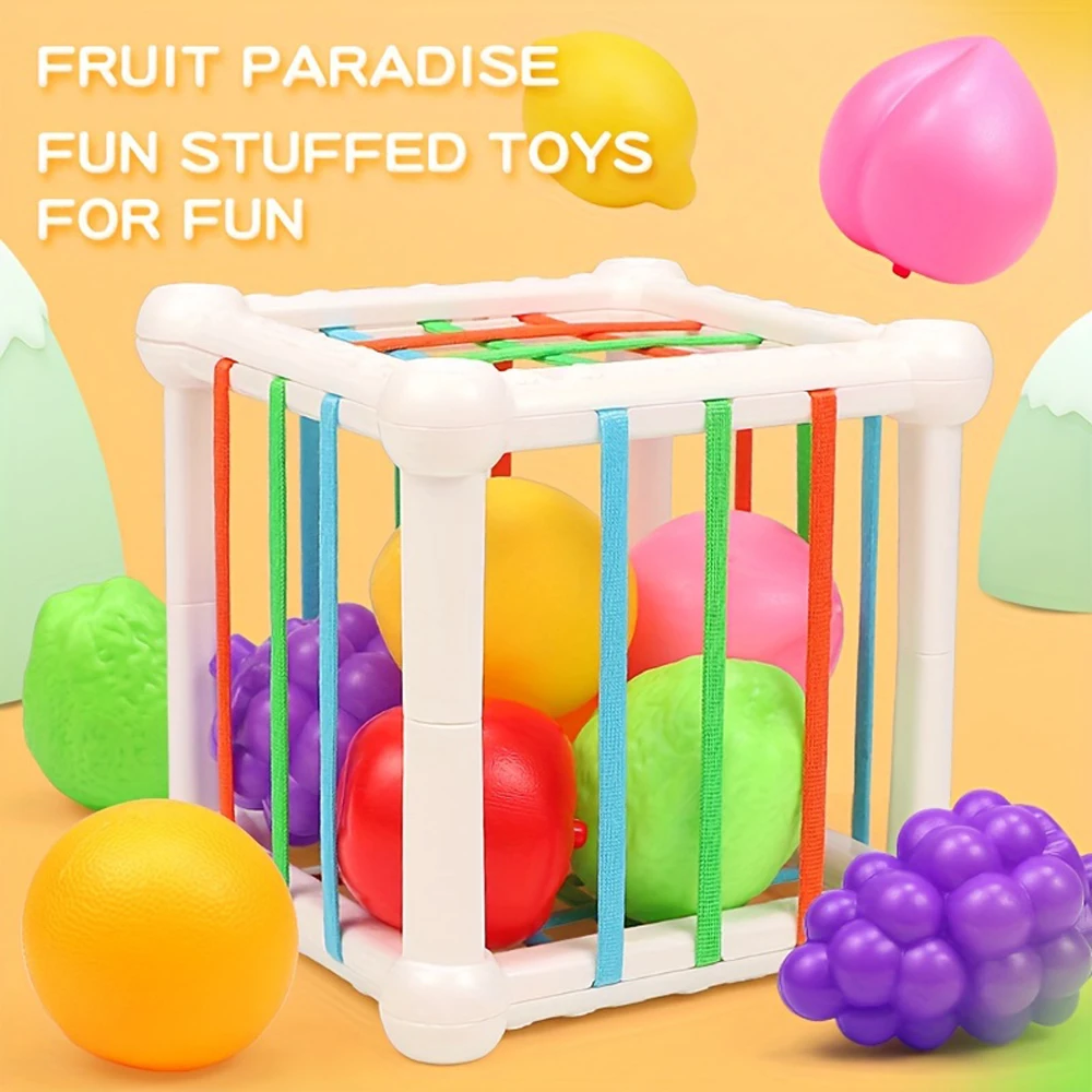 Vroeg leren fruitherkenning kubusdoos, vormsorteerspeelgoed voor kinderen, ontworpen voor vingergreptraining voor baby's