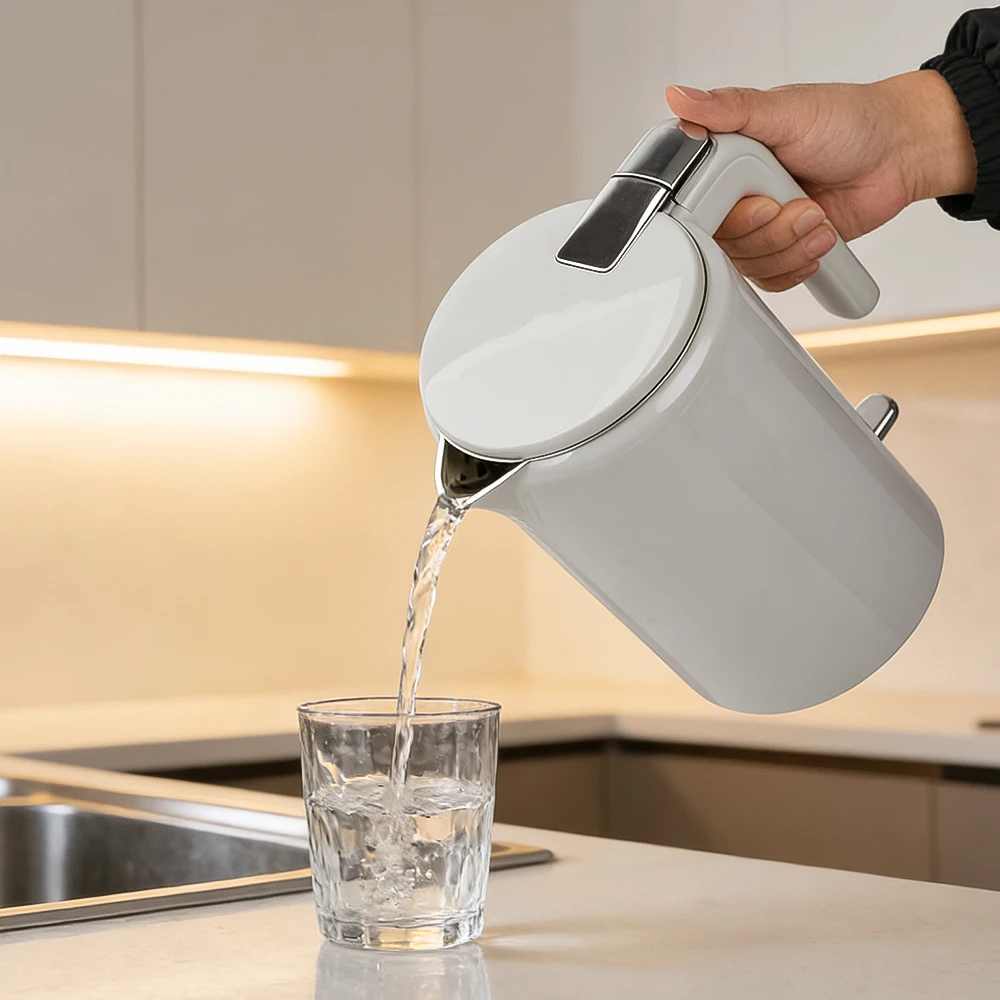 2.0L 304 Stainless Steel Electric Kettle, Double-Layer Anti-Scald Water Boiler with Auto Shut-Off & Boil-Dry Protection
