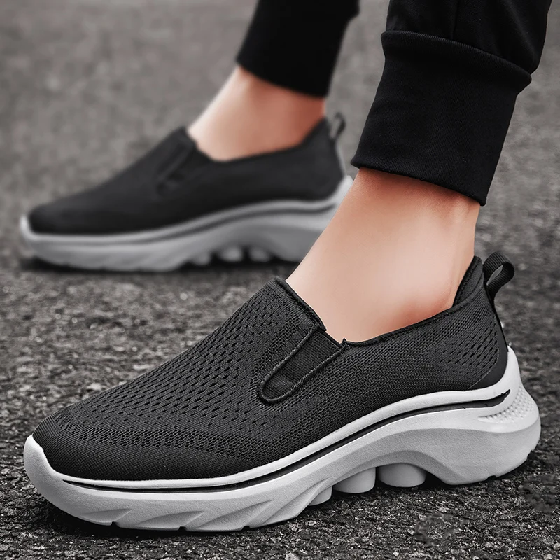 Size 39-48 Men Walking Shoes Mesh Light Comfortable Summer Loafers Sports Outdoor Flats Breathable Fitness Soft Father Sneakers