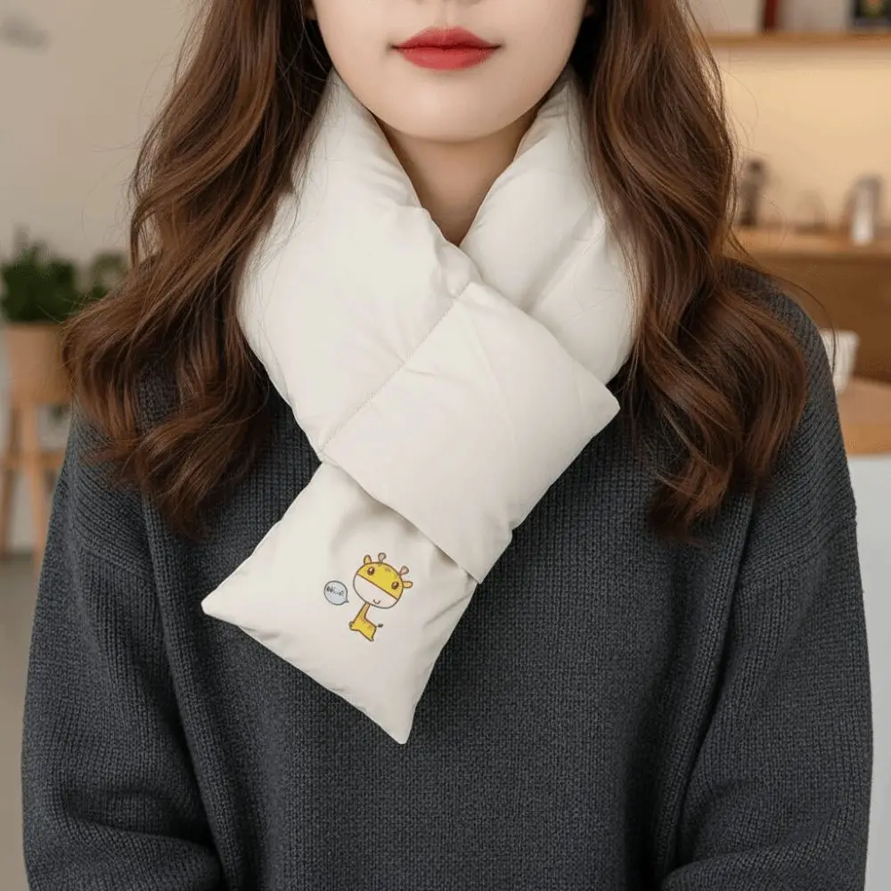 

Solid Color Winter Cross Scarf Thickened Windproof Down Cotton Scarf Keep Warm Apparel Accessories Thermal Warm Scarf