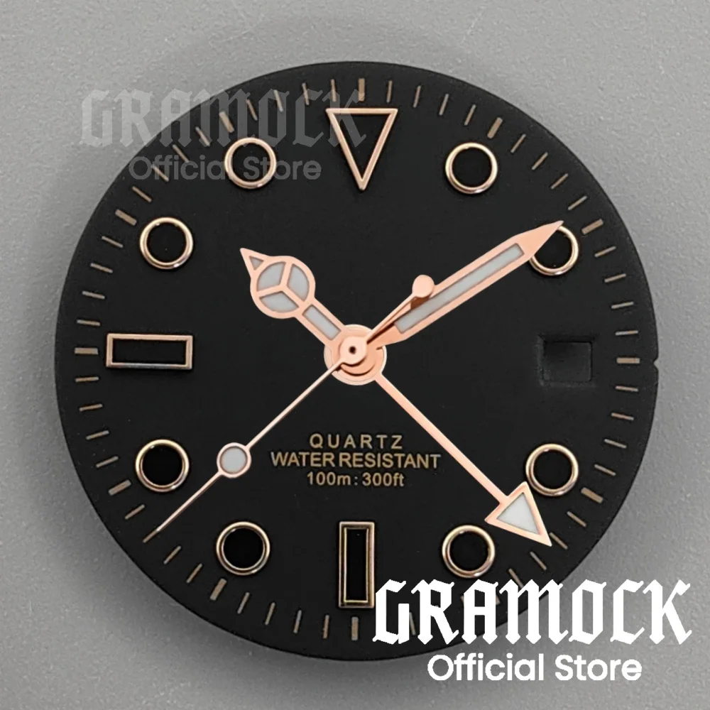 GRAMOCK Men's 29mm GMT 515 Quartz Pink Green Black Blue Watch Dial With Four Watch Hands Luminous Fit RONDA 515 Quartz Movement image 5