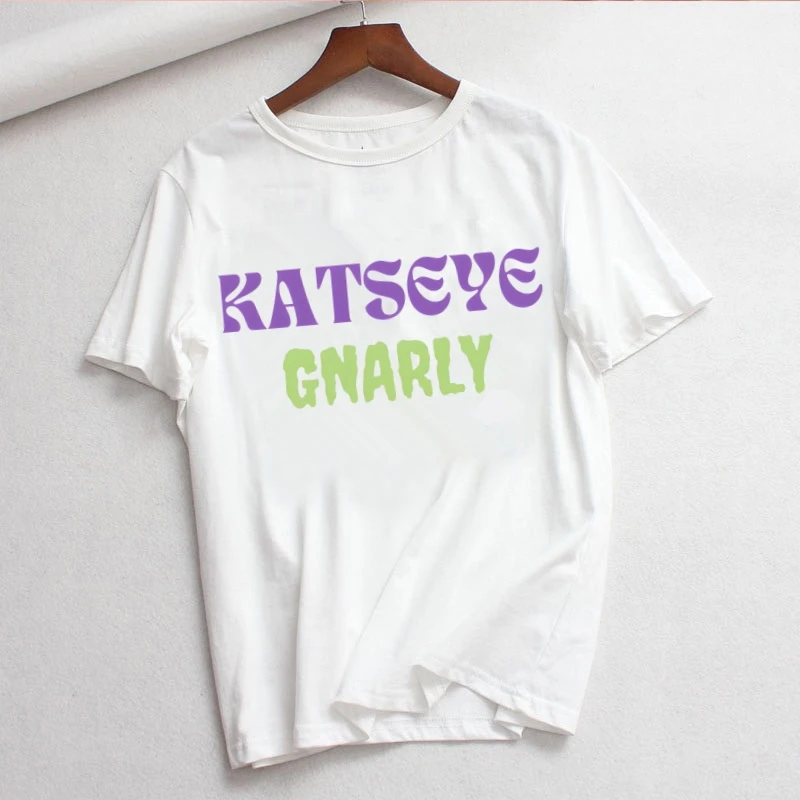 KATSEYE Gnarly Damen-T-Shirt mit modischem Aufdruck, kurzärmelig, für den Sommer, Damen-T-Shirt mit Grafik – Detail 4
