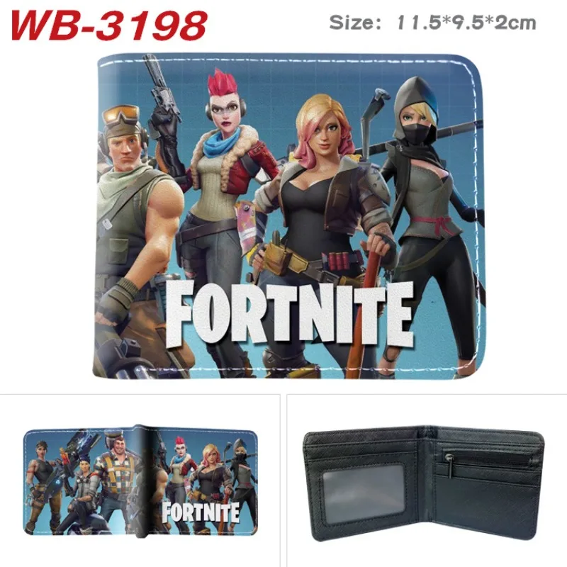 เกม Fortnite PU กระเป๋าสตางค์สั้น Bifold เหรียญ Pursekawaii หนัง Photo Card นักเรียนคอสเพลย์กระเป๋าสตางค์ชายหญิงคลิปเงิน