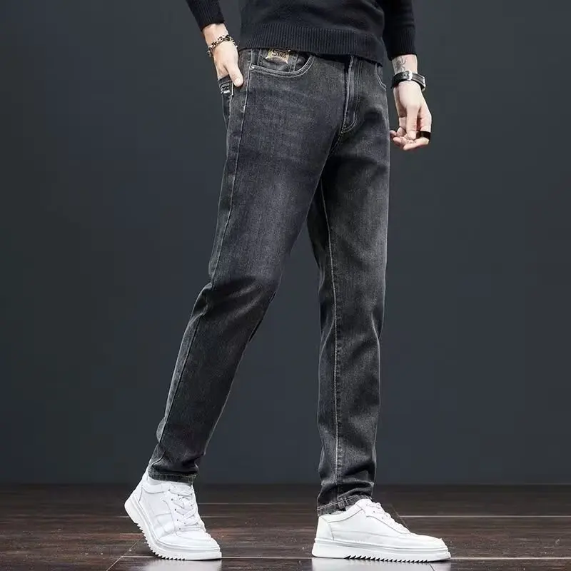2026 Baggy Straight Leg Business Casual Jeans Men Stretch Versatile Denim Trousers Male High Quality Wear-resistant Pants