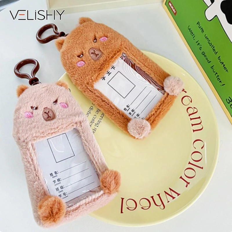 

1/3 InchPhoto Bus Card Protective Cover Case Capybara Shape Plush Photocard Holder Bag Pendant Stationery