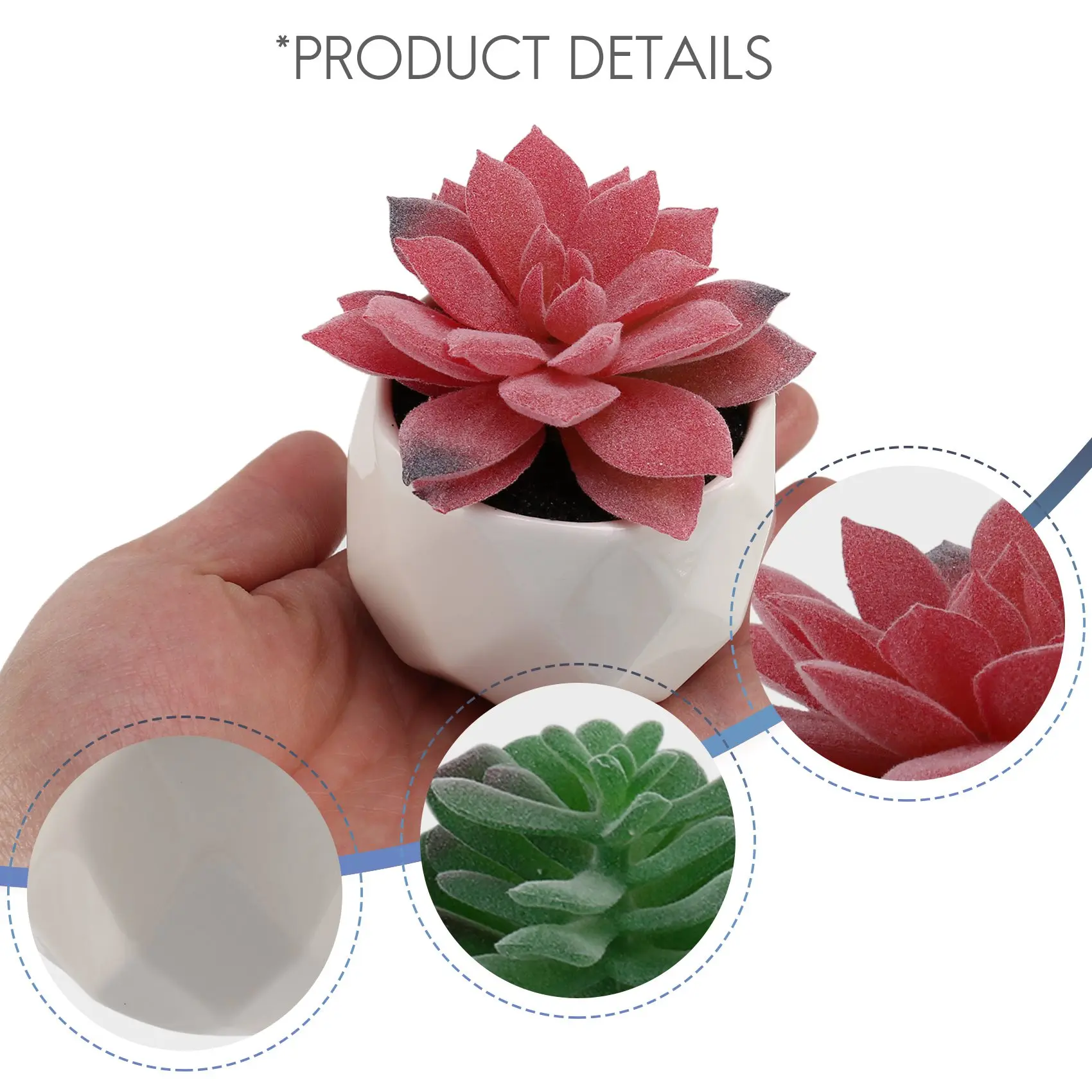 HOT-Mini Succulents Artificial Succulents Plants Artificial Mini Geometric Plants In Pot,Set Of 4 Decorative
