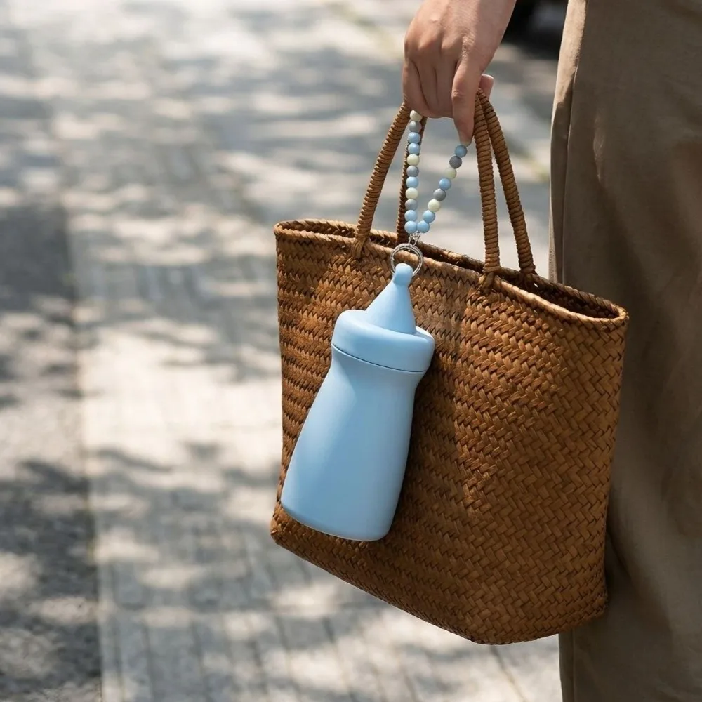 360ML Capacity Conical Mini Thermos Vacuum Insulation Stainless Steel Bead Chain Water Cup Hot Cold Insulate Leak Proof Seal