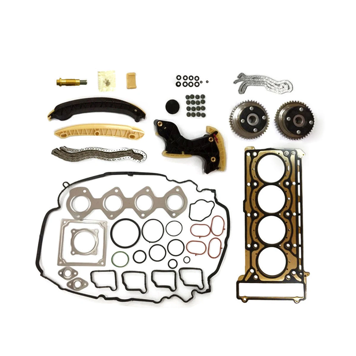 

Timing Chain Kit Cylinder Head Gasket Set With Camshaft Adjuster Fit For C160 C180 C200 C230 E200 CLK200 SLK200 1.8L