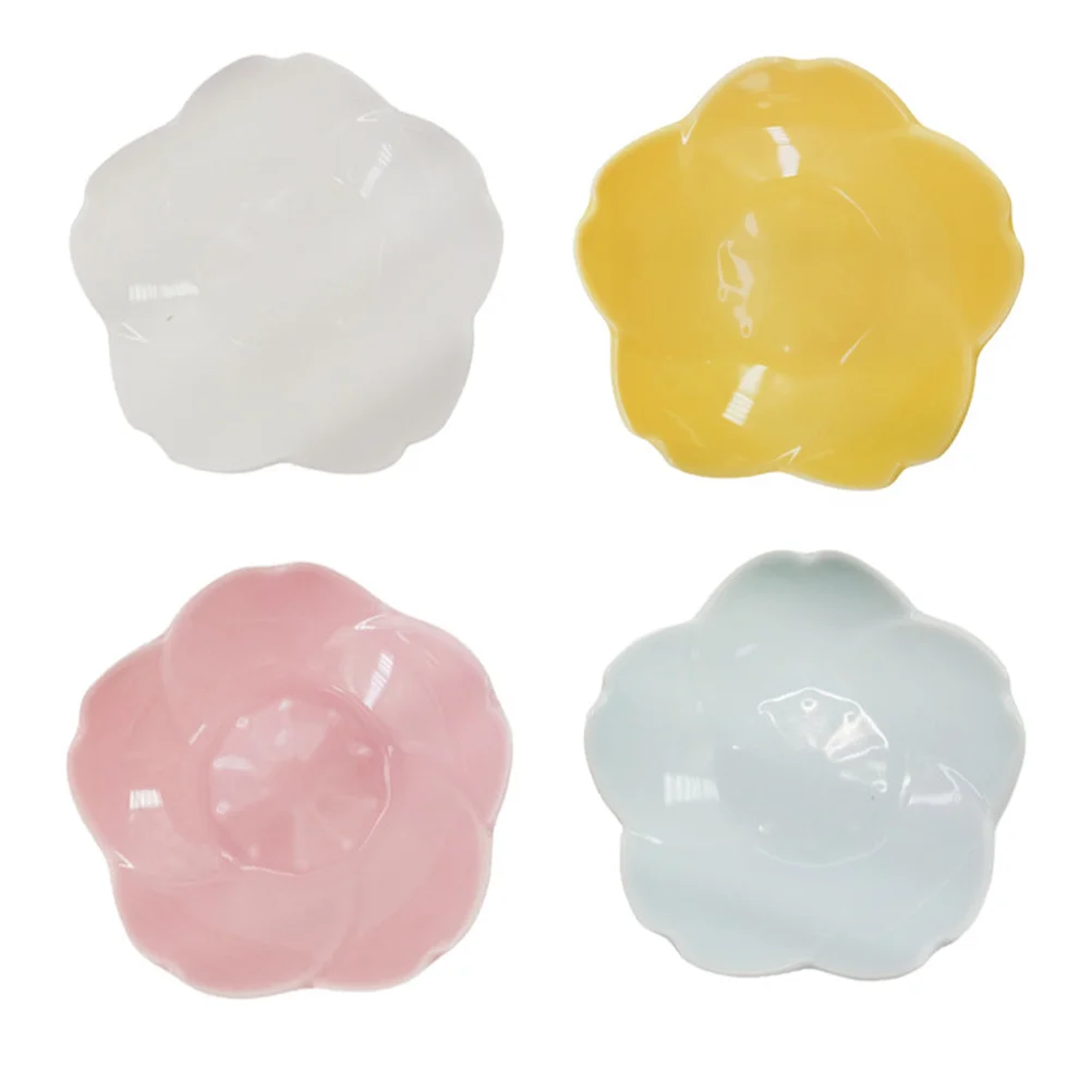 

4Pcs Ceramic Seasoning Dishes Exquisite Small Appetizer Plates for Sauce Dip Snacks Fruits Vinegar Condiment Kitchen Supplies