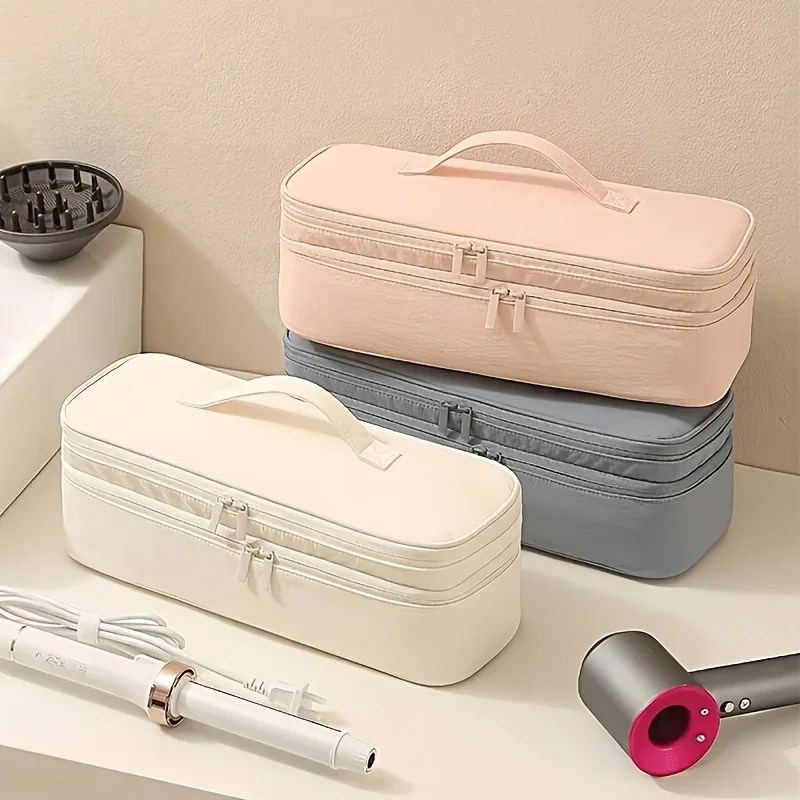Double Layer Hair Dryer Storage Bag, Narrow Long Blow Dryer Case, Curling Iron Flat Iron Pouch, Portable Toiletry Sample Tote