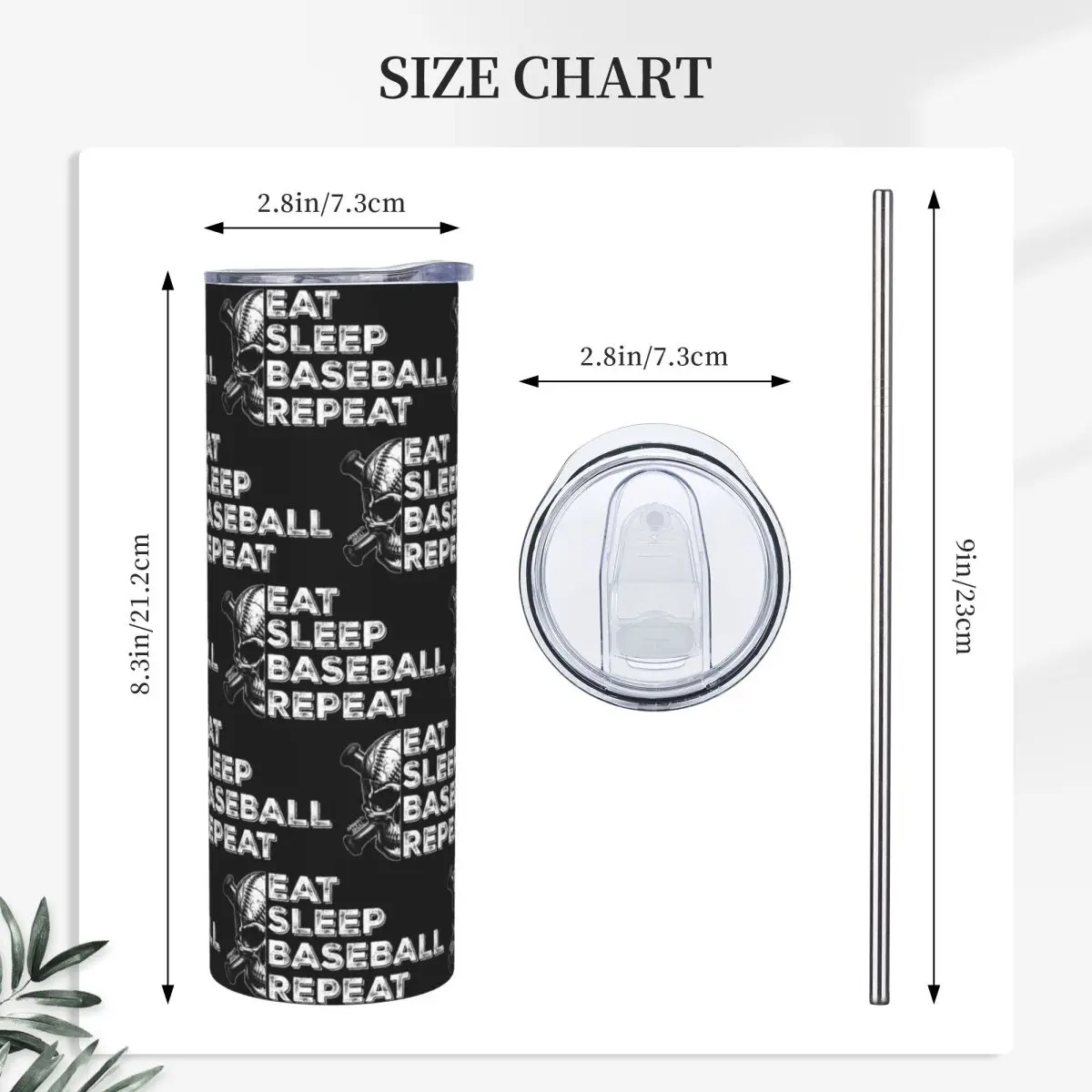 Eat Sleep Baseball Repeat (10) Stainless Steel Tumbler Vacuum Insulated Mugs Thermal Cold Bottle Straw With Lid 20oz