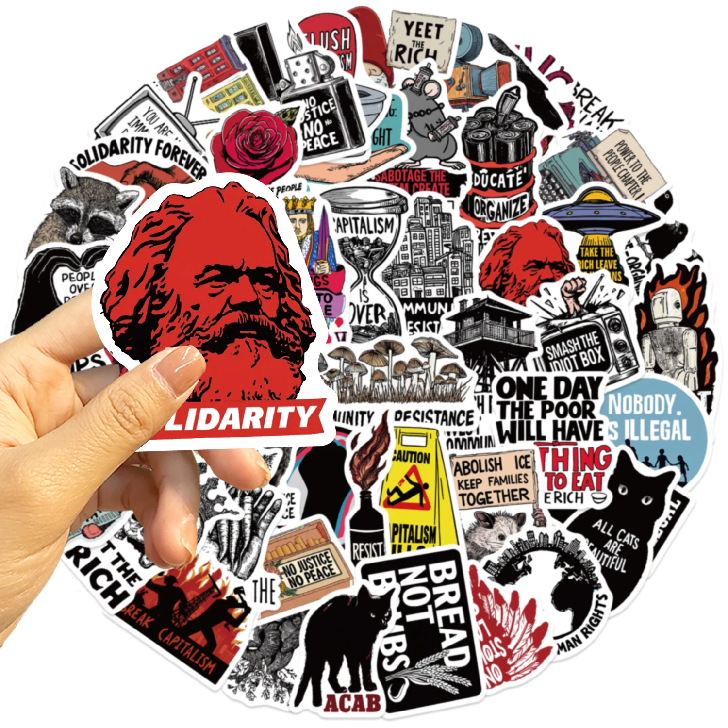 52-Pack of Radical-Themed Stickers Decorative Stickers for Bullet Journals, iPad Cases, Phone Cases, Coffee Mugs, and Computers