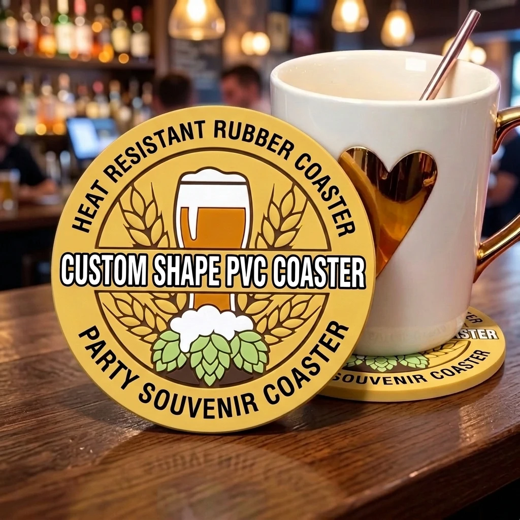 Personalized Round PVC Cup Coaster With Custom Logo Heat‑proof Non‑slip Table Pad Home Bar Drink Decor
